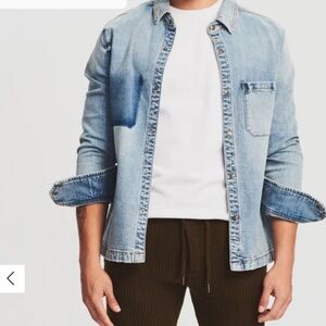 NWT SER.O.YA Men’s Marcus Patch Pocket Denim Shirt Jacket in Coastline Size L